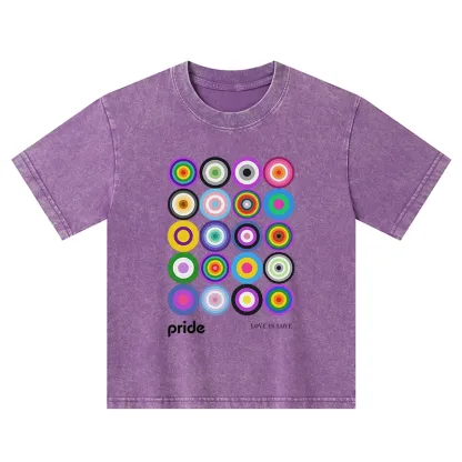 Tokyo-Tiger Every Circle Glows With Inclusive Love Kids Washed T-Shirt