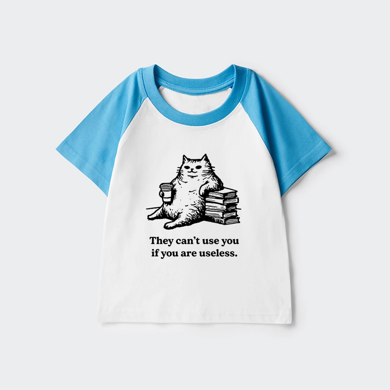 Tokyo-Tiger Cat Proving Uselessness Is A Superpower Kids Raglan T-shirt