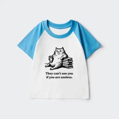 Tokyo-Tiger Cat Proving Uselessness Is A Superpower Kids Raglan T-shirt