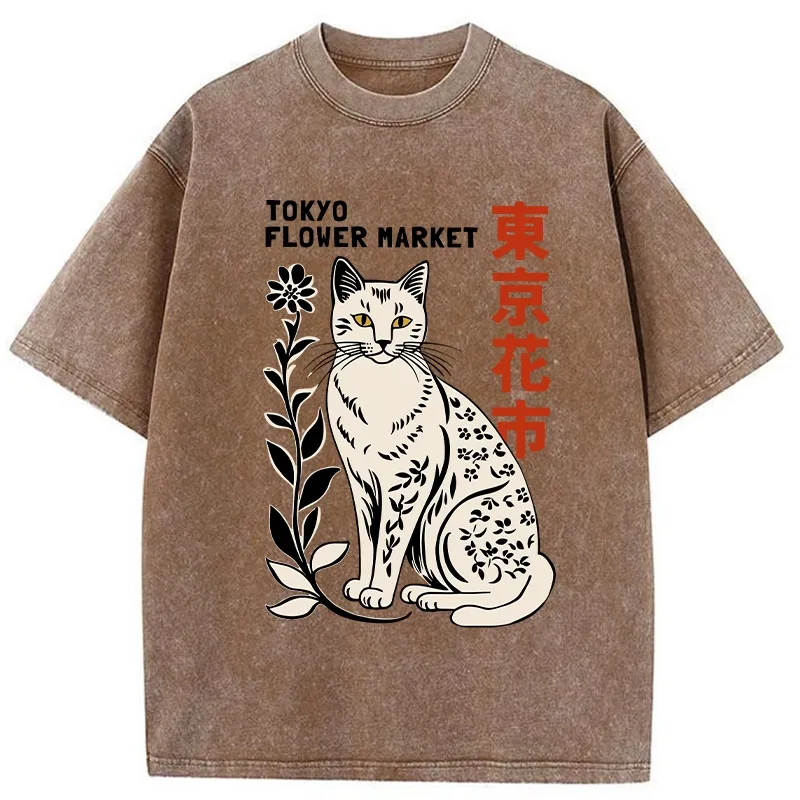 Tokyo-Tiger Flower Market Tokyo Washed T-Shirt