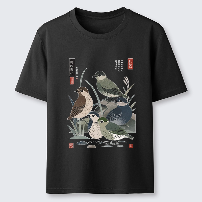 Tokyo-Tiger Cute Little Birds Japanese Folk Print Classic T-Shirt