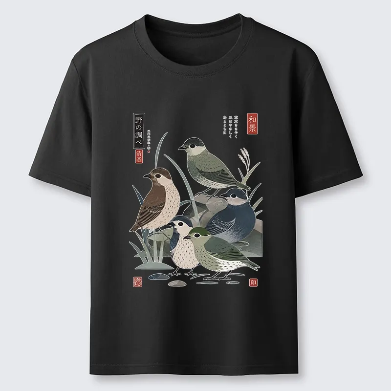 Tokyo-Tiger Cute Little Birds Japanese Folk Print Classic T-Shirt Sale