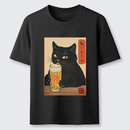Tokyo-Tiger Cat Holding A Glass Of Beer Classic T-Shirt