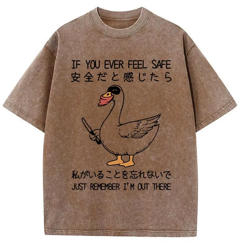 Tokyo-Tiger Funny Goose With Knife Washed T-Shirt