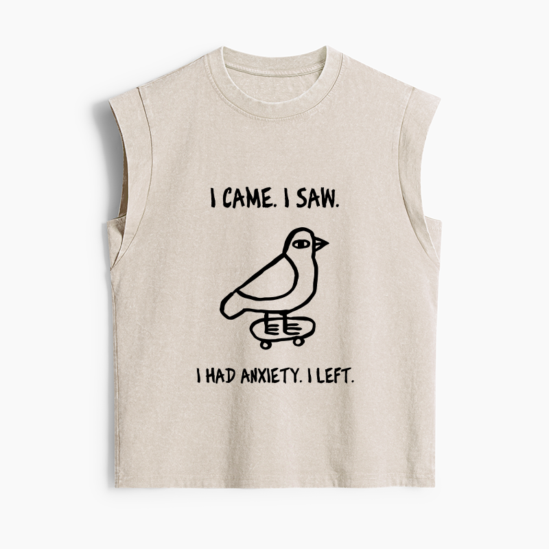 Tokyo-Tiger Funny Meme Bird Just Needs A Break Women's Washed Tank Tops