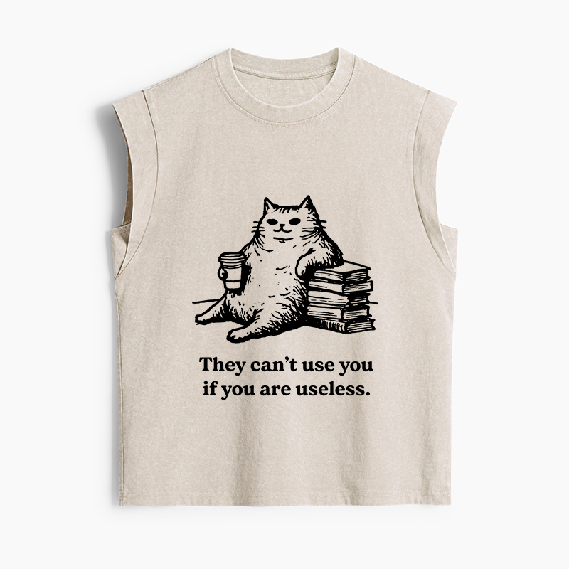 Tokyo-Tiger Cat Proving Uselessness Is A Superpower Women's Washed Tank Tops
