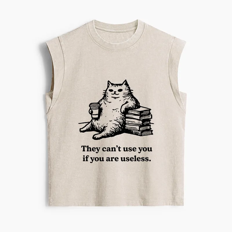 Tokyo-Tiger Cat Proving Uselessness Is A Superpower Women's Washed Tank Tops Sale
