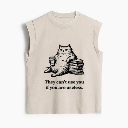 Tokyo-Tiger Cat Proving Uselessness Is A Superpower Women's Washed Tank Tops