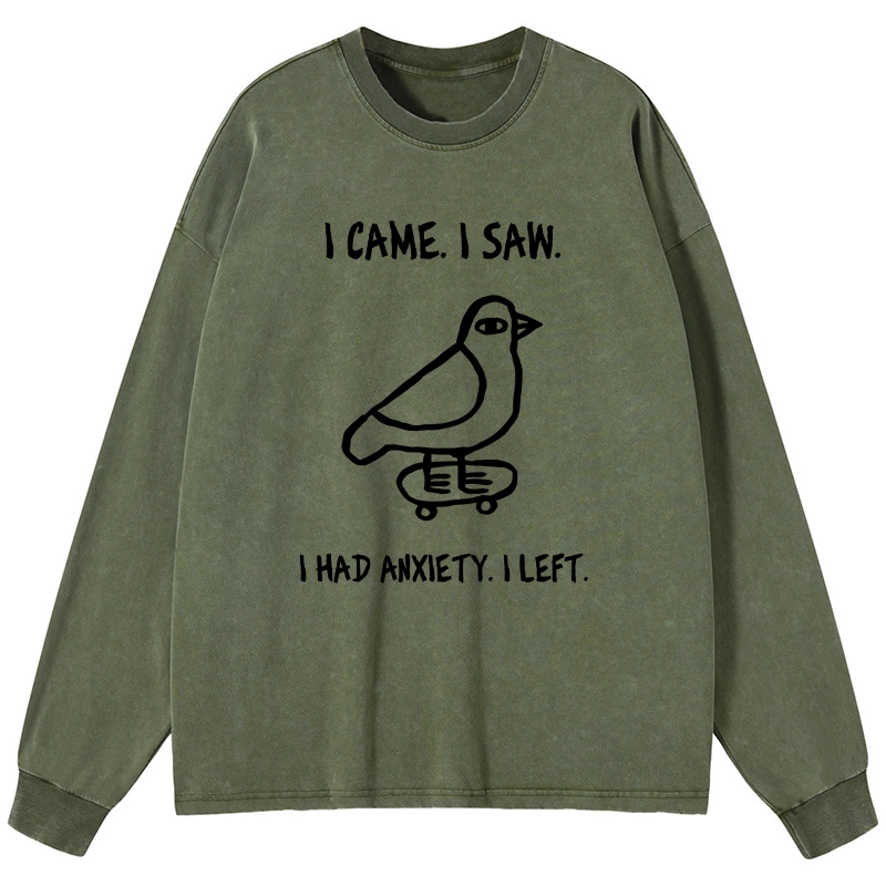 Tokyo-Tiger Funny Meme Bird Just Needs A Break Washed Long Sleeve T-Shirt