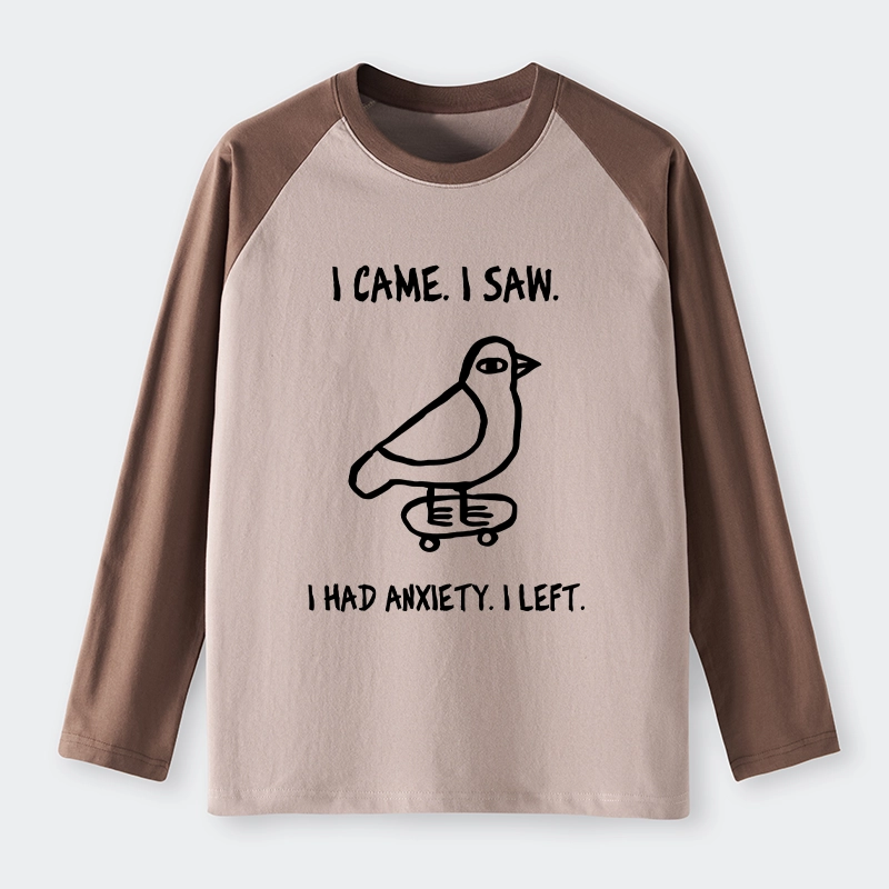 Tokyo-Tiger Funny Meme Bird Just Needs A Break Raglan Long Sleeve T-shirt
