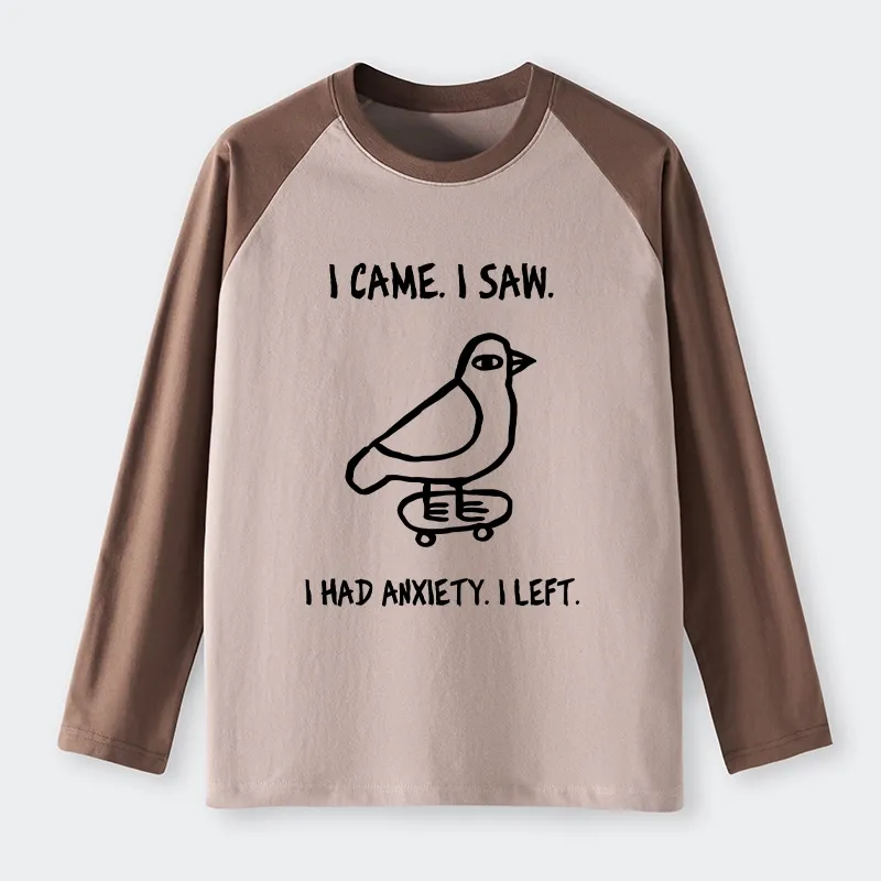 Tokyo-Tiger Funny Meme Bird Just Needs A Break Raglan Long Sleeve T-shirt