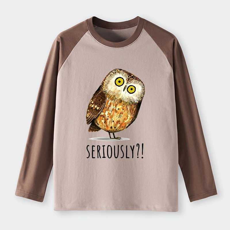 Tokyo-Tiger Seriously Confused Owl Meme Art Raglan Long Sleeve T-shirt