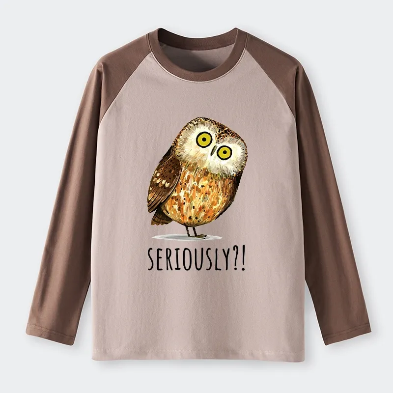 Tokyo-Tiger Seriously Confused Owl Meme Art Raglan Long Sleeve T-shirt