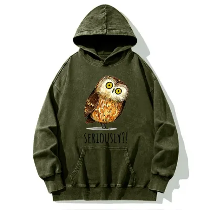 Tokyo-Tiger Seriously Confused Owl Meme Art Washed Hoodie