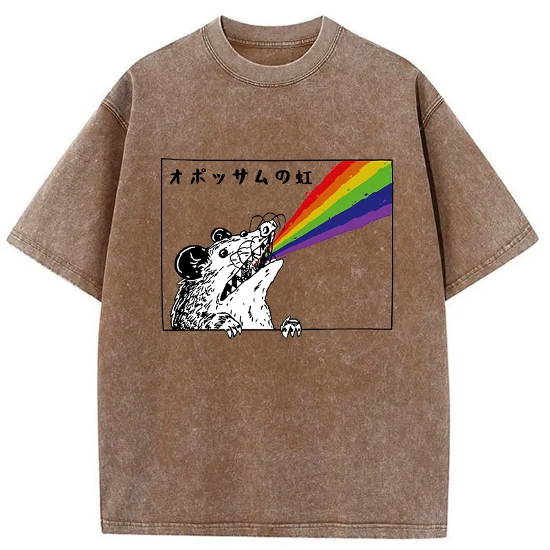Tokyo-Tiger Opossum Rainbow Washed T-Shirt