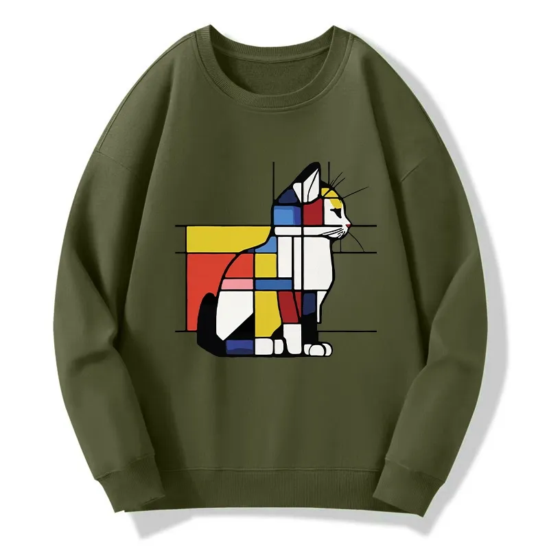 Tokyo-Tiger Geometric Cat Art In Primary Colors Classic Sweatshirt