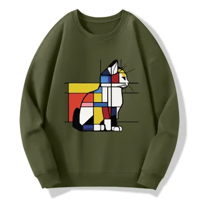 Tokyo-Tiger Geometric Cat Art In Primary Colors Classic Sweatshirt