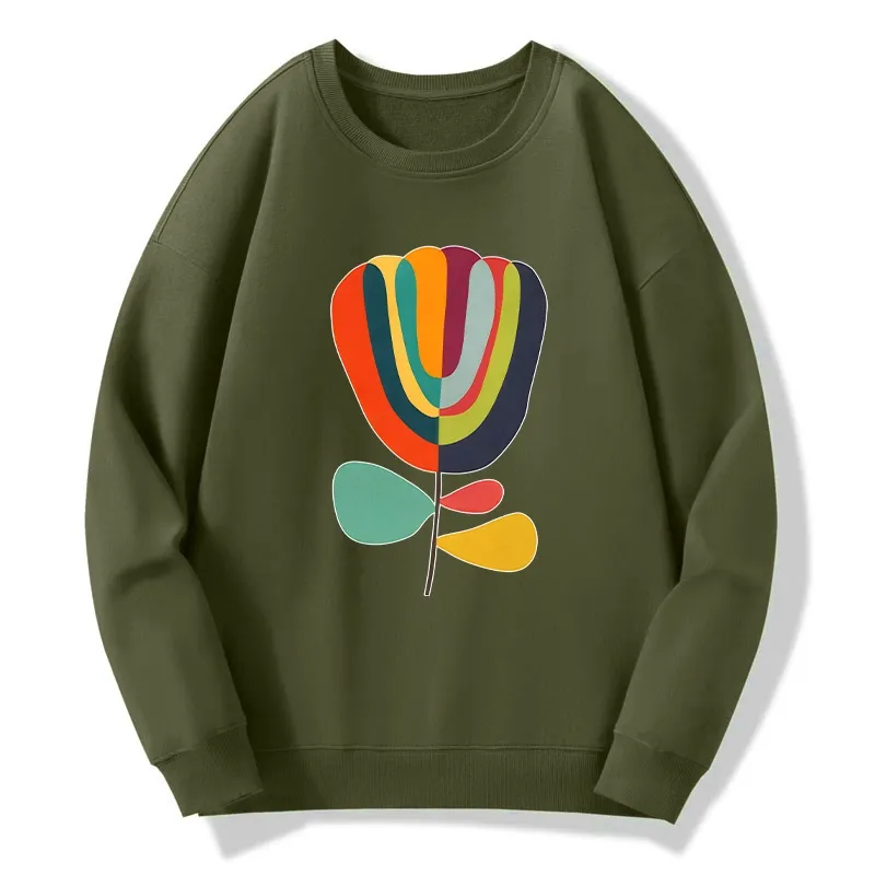 Tokyo-Tiger Colorful Flower Minimalist Print Classic Sweatshirt