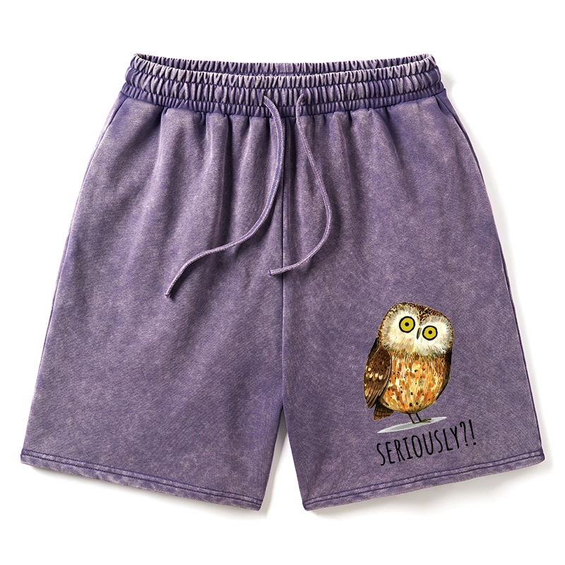 Tokyo-Tiger Seriously Confused Owl Meme Art Washed Shorts