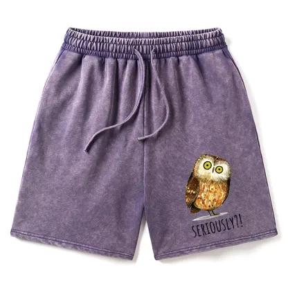 Tokyo-Tiger Seriously Confused Owl Meme Art Washed Shorts