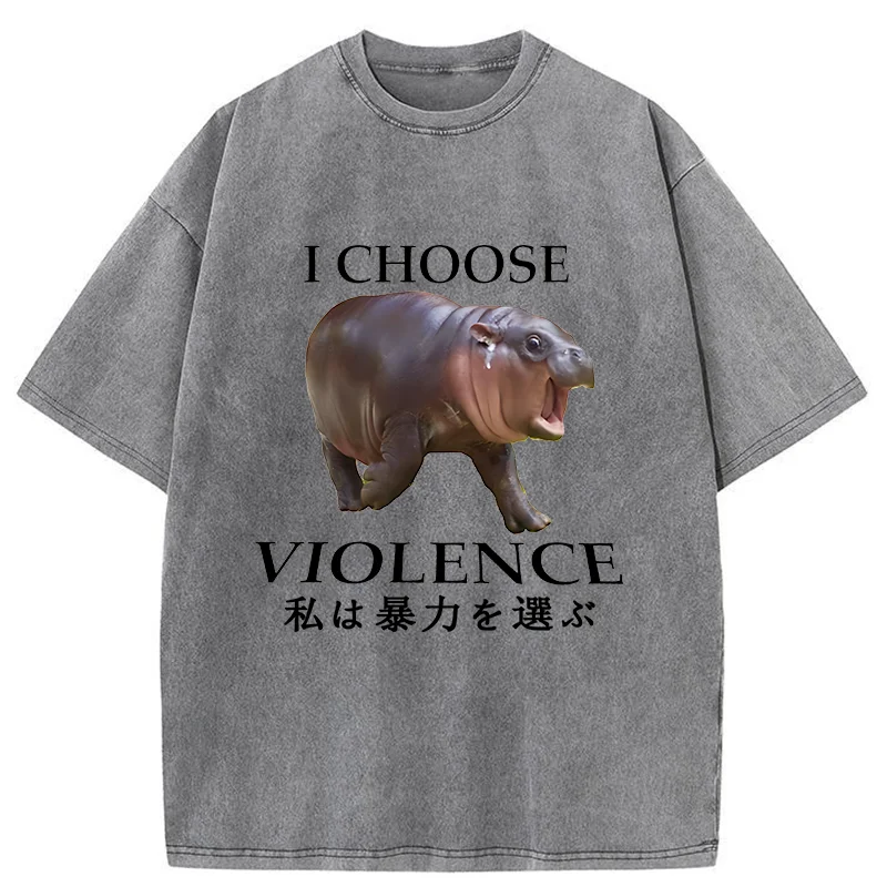 Tokyo-Tiger Moo Deng Choose Violence Washed T-Shirt