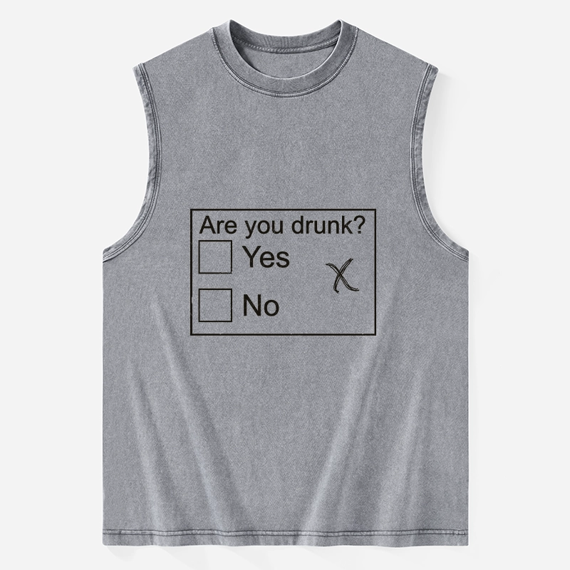 Tokyo-Tiger Confused Drunk Checkbox Graphic Washed Tank