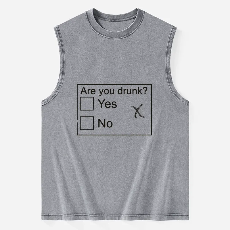 Tokyo-Tiger Confused Drunk Checkbox Graphic Washed Tank