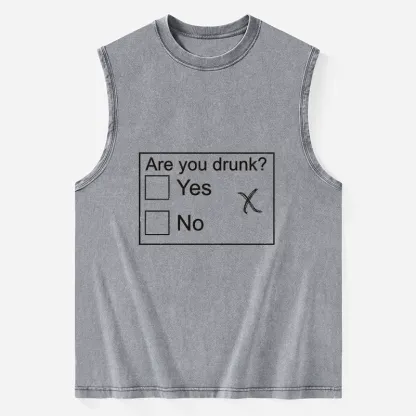 Tokyo-Tiger Confused Drunk Checkbox Graphic Washed Tank