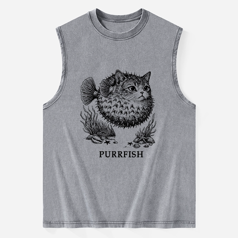 Tokyo-Tiger Spiky Puffer With Cute Cat Head Washed Tank