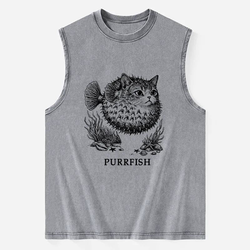 Tokyo-Tiger Spiky Puffer With Cute Cat Head Washed Tank