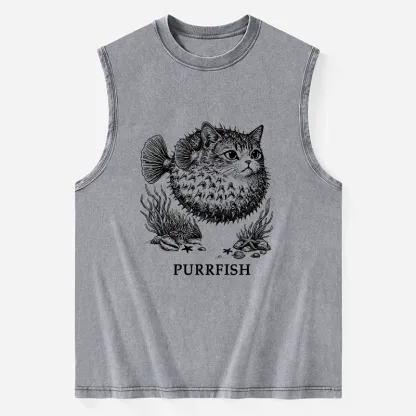 Tokyo-Tiger Spiky Puffer With Cute Cat Head Washed Tank