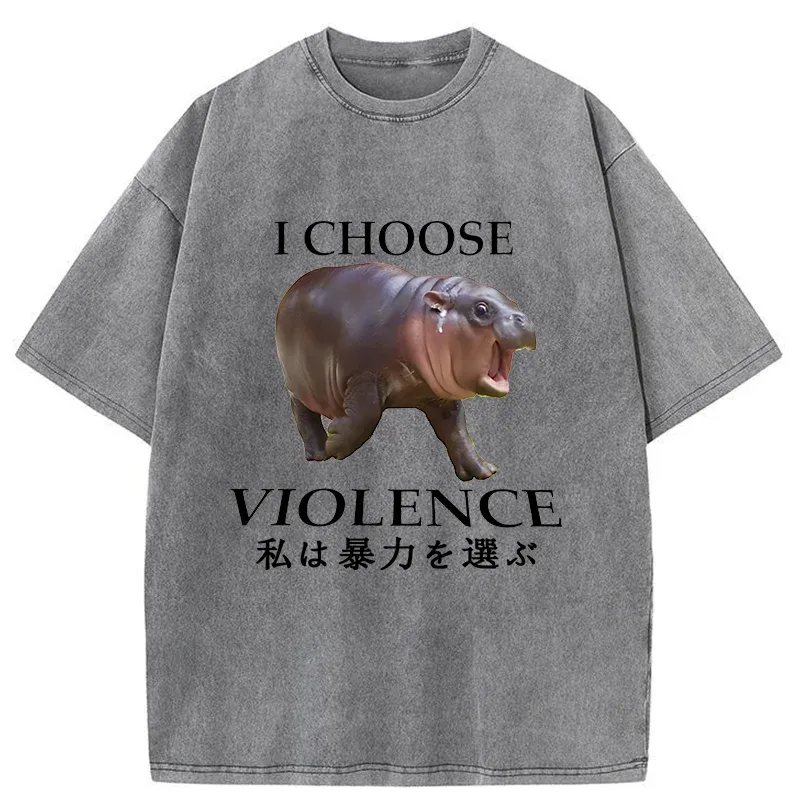 Tokyo-Tiger Moo Deng Choose Violence Washed T-Shirt