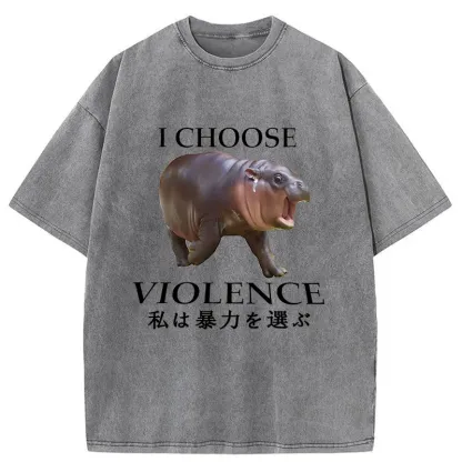 Tokyo-Tiger Moo Deng Choose Violence Washed T-Shirt