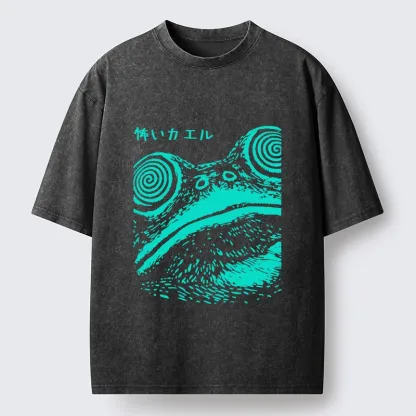 Tokyo-Tiger Spooky Japanese Frog Ukiyo Art Washed T-Shirt