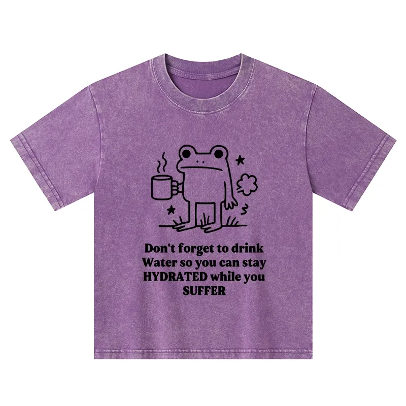 Tokyo-Tiger Frog Says Drink Water Kids Washed T-Shirt Sale