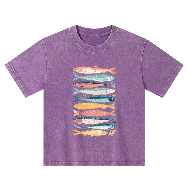 Tokyo-Tiger Beautiful Colorful Fish In The Sea Kids Washed T-Shirt