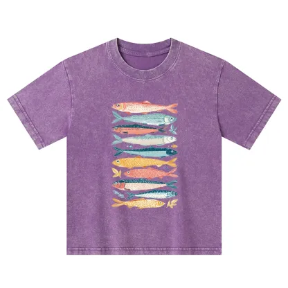 Tokyo-Tiger Beautiful Colorful Fish In The Sea Kids Washed T-Shirt