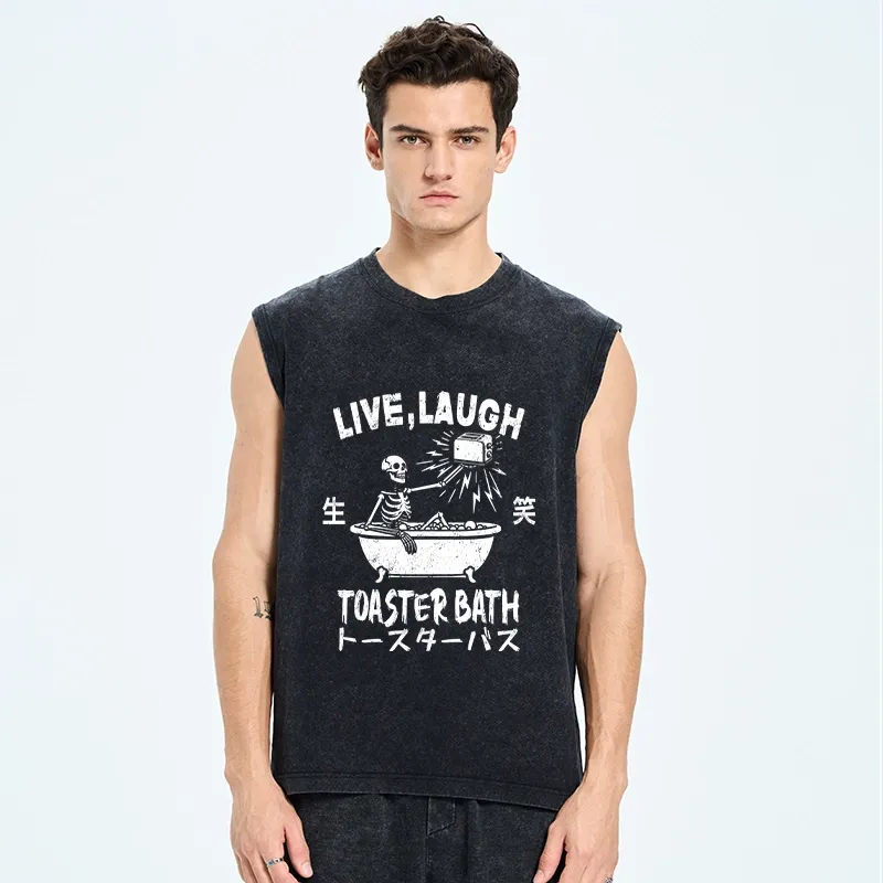 Tokyo-Tiger Funny Electric Shock Skeleton Washed Tank