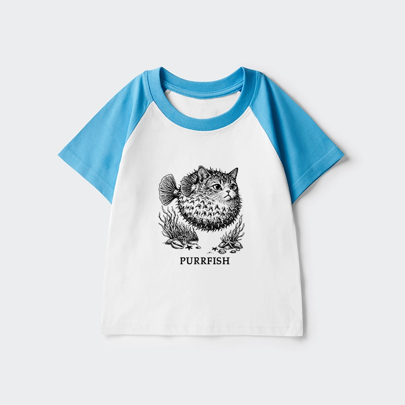 Tokyo-Tiger Spiky Puffer With Cute Cat Head Kids Raglan T-shirt