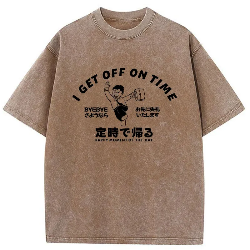 Tokyo-Tiger Get Off Work On Time Washed T-Shirt