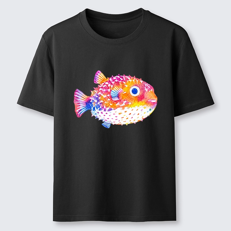 Tokyo-Tiger Rainbow Watercolor Puffer Fish Art Classic T-Shirt