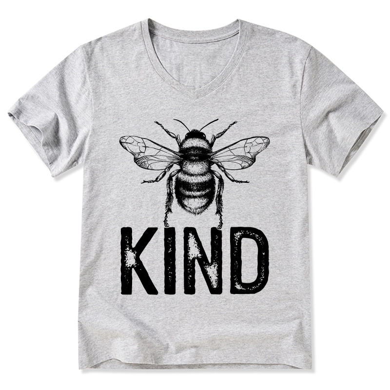 Tokyo-Tiger Minimalist Bee Kind Illustration V-Neck Classic T-Shirt