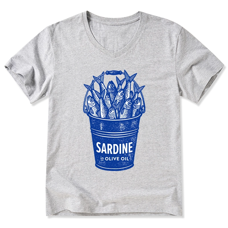 Tokyo-Tiger Vintage Bucket Full Of Fresh Sardines V-Neck Classic T-Shirt