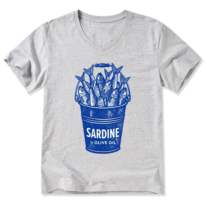 Tokyo-Tiger Vintage Bucket Full Of Fresh Sardines V-Neck Classic T-Shirt