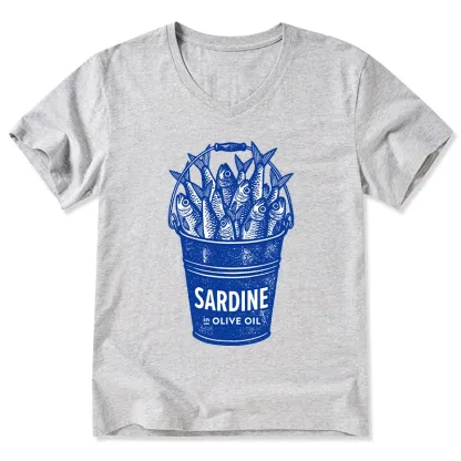 Tokyo-Tiger Vintage Bucket Full Of Fresh Sardines V-Neck Classic T-Shirt
