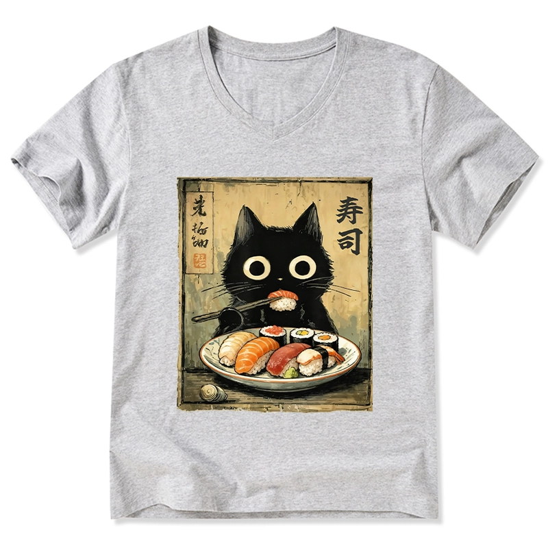 Tokyo-Tiger Vintage Japanese Sushi Cat V-Neck Classic T-Shirt