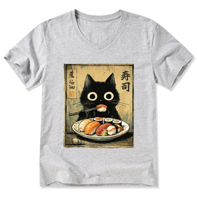 Tokyo-Tiger Vintage Japanese Sushi Cat V-Neck Classic T-Shirt