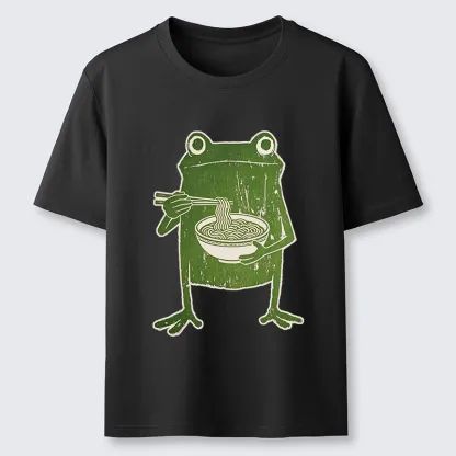 Tokyo-Tiger Woodcut Style Chopstick Frog Graphic Classic T-Shirt