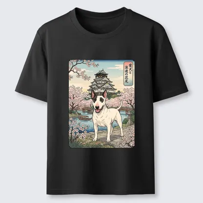 Tokyo-Tiger Ukiyo-e Bull Terrier Cherry Blossom Art Classic T-Shirt