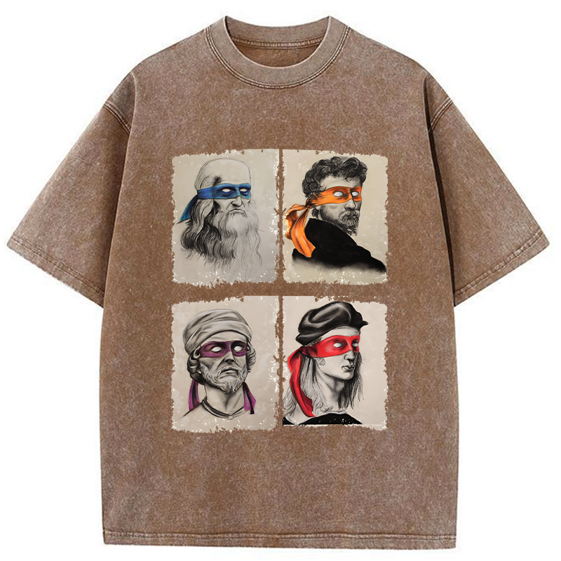Tokyo-Tiger Funny Ninja Artists Washed T-Shirt